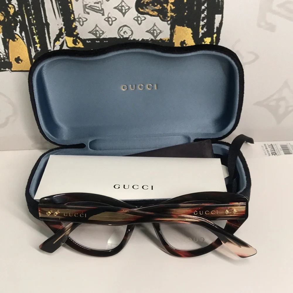 New Authentic Gucci Women's Tortoise Shell Glasses GG1083o 002